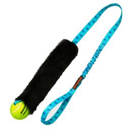 Tug-e-nuff Fåreskind Bungee Chaser med Tennisbold og Blå strop i 112cm